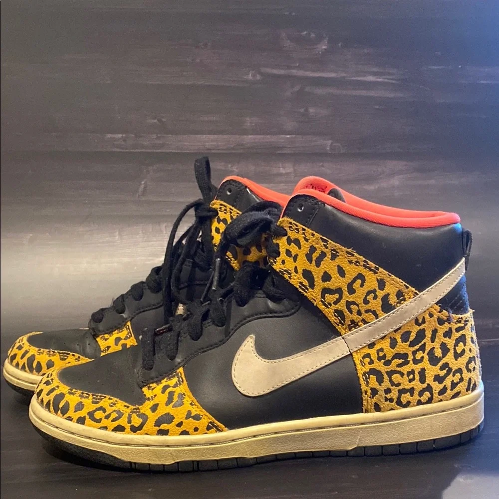 Nike Dunk Hight Skinny Black-Leopard High-Tops - Picture 1 of 4